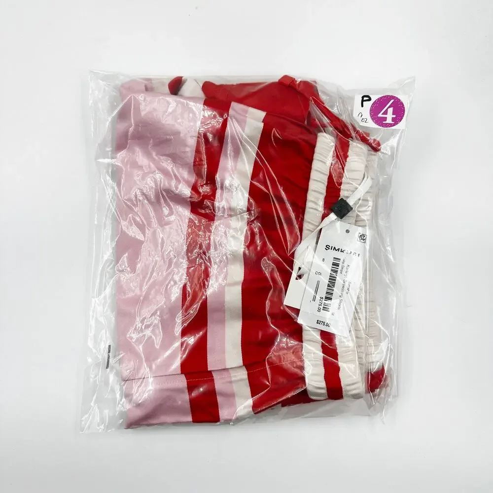 Simkhai Karleigh Satin Drawstring Shorts Tulip Stripe M NWT Elevated Chic